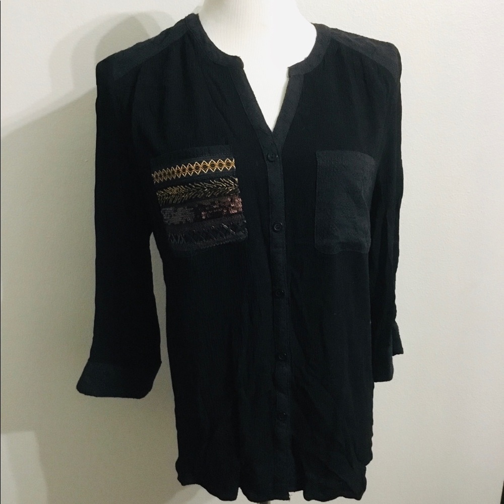 NWT Miss Me black button down top medium